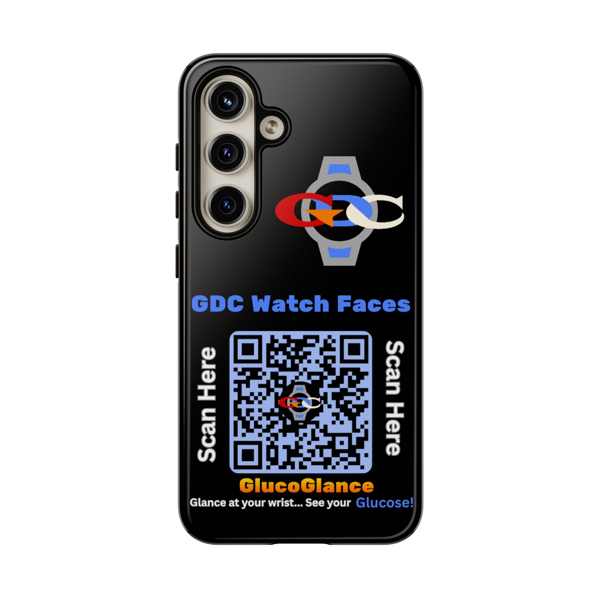 GDC Watch Faces Phone Case, Tough Smartphone Case for Diabetics, Durable Phone Cover, Unique QR Code Design, Functional Gift Idea - Image 5