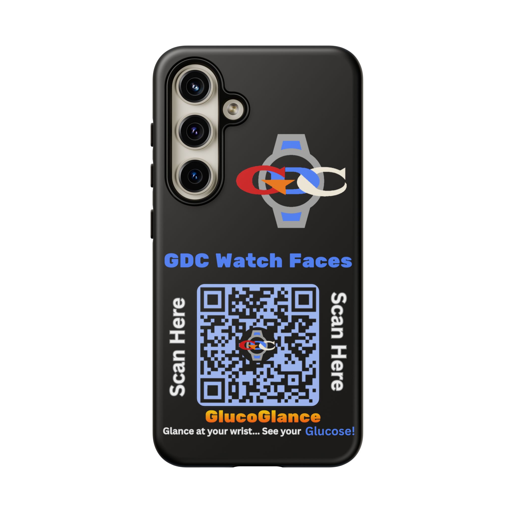 GDC Watch Faces Phone Case, Tough Smartphone Case for Diabetics, Durable Phone Cover, Unique QR Code Design, Functional Gift Idea - Image 9