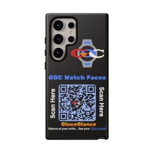 GDC Watch Faces  Phone Case, Tough Smartphone Case for Diabetics, Durable Phone Cover, Unique QR Code Design, Functional Gift Idea